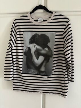 Zara Black and White Striped Limited Edition Robert Mapplethorpe Tee